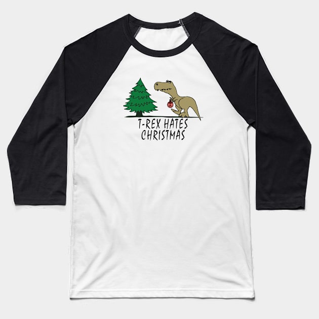 T-Rex - Hates Christmas Baseball T-Shirt by madmonkey